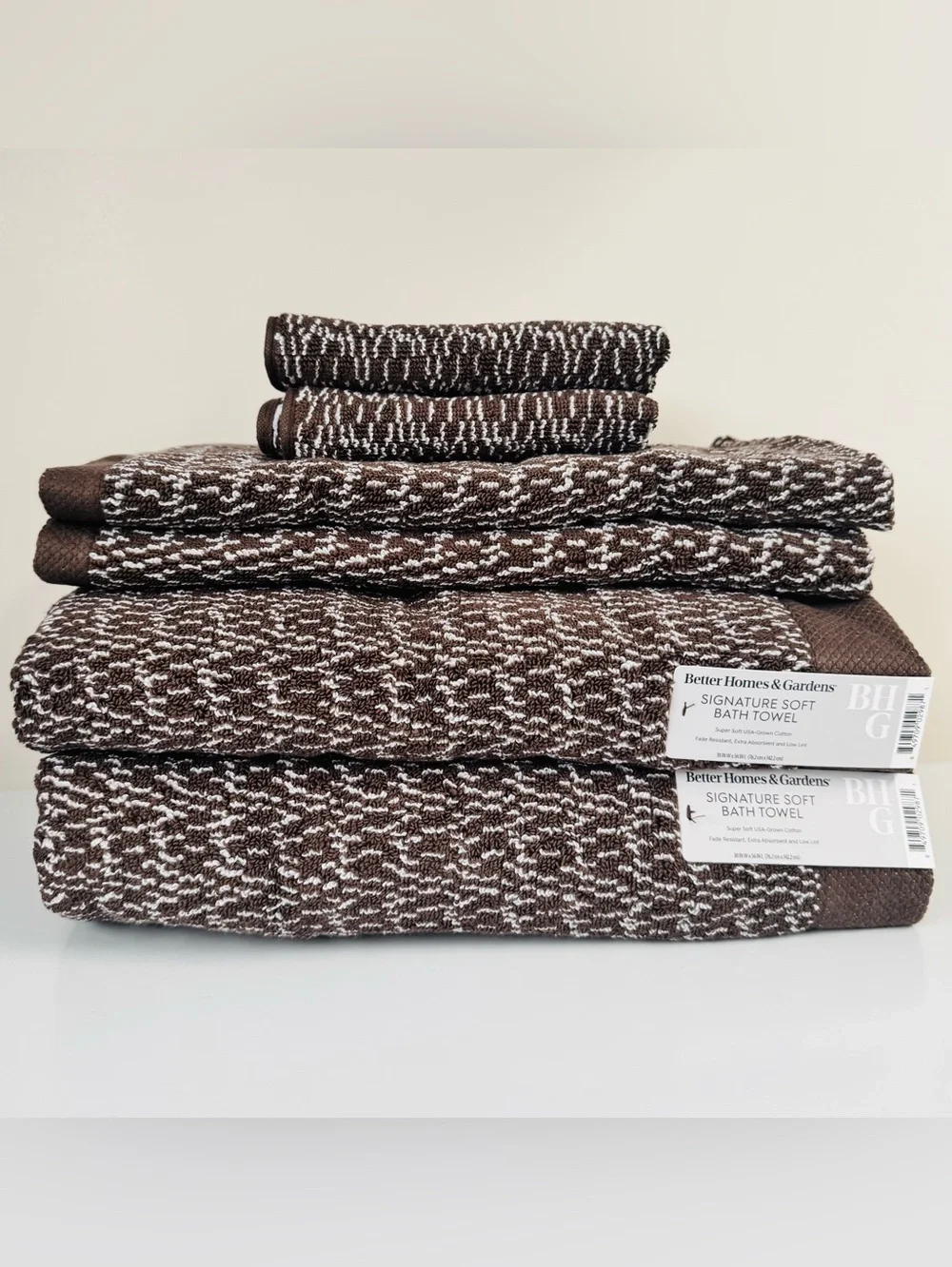 Better Homes & Gardens Signature Soft Cotton Melange 6-pc Bath Towel Set Brown